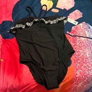 Elegant Black Women's One Piece Swimsuit